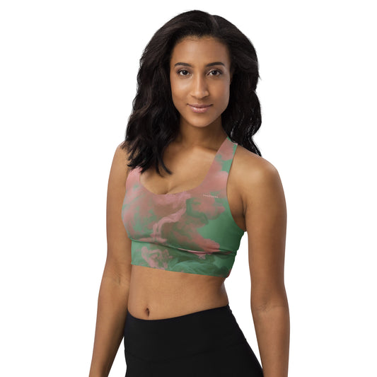 SR Pink Green Longline sports bra