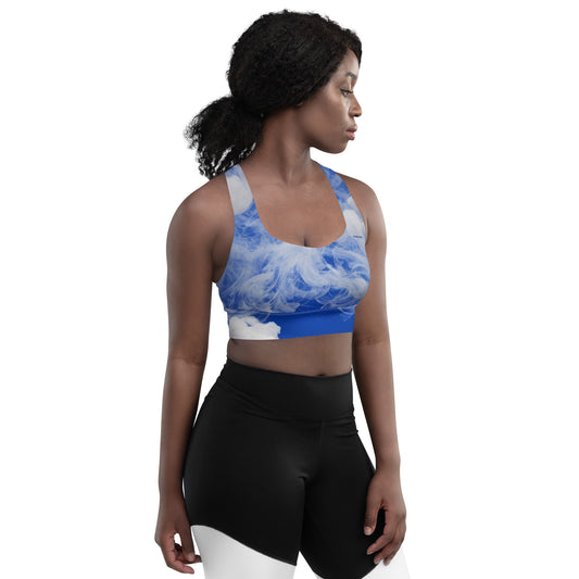 SR Blue White Longline sports bra