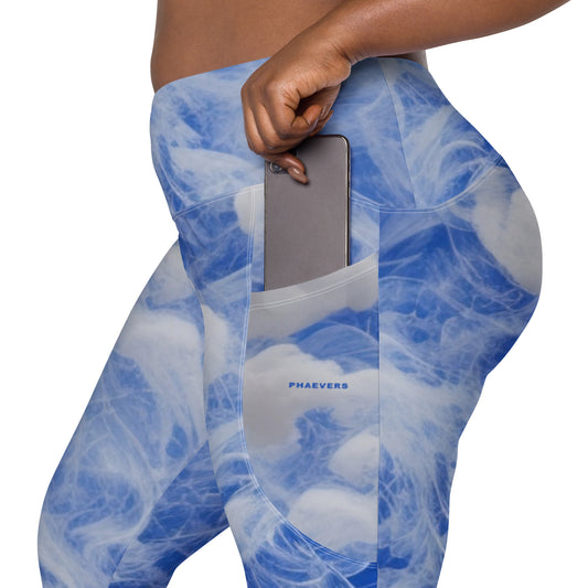 SR Blue White Leggings with pockets